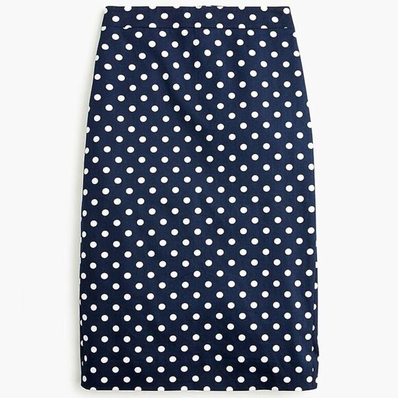 J. Crew Dresses & Skirts - J. Crew No 2 Pencil Skirt Navy White Polka Dot Stretch Cotton sz 8 Preppy Office